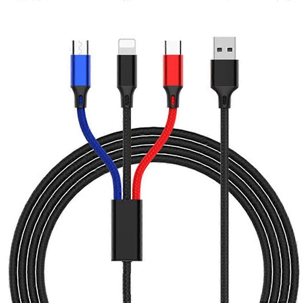 USB to 8 Pin + Type-C + Micro USB Braided Charging Cable
