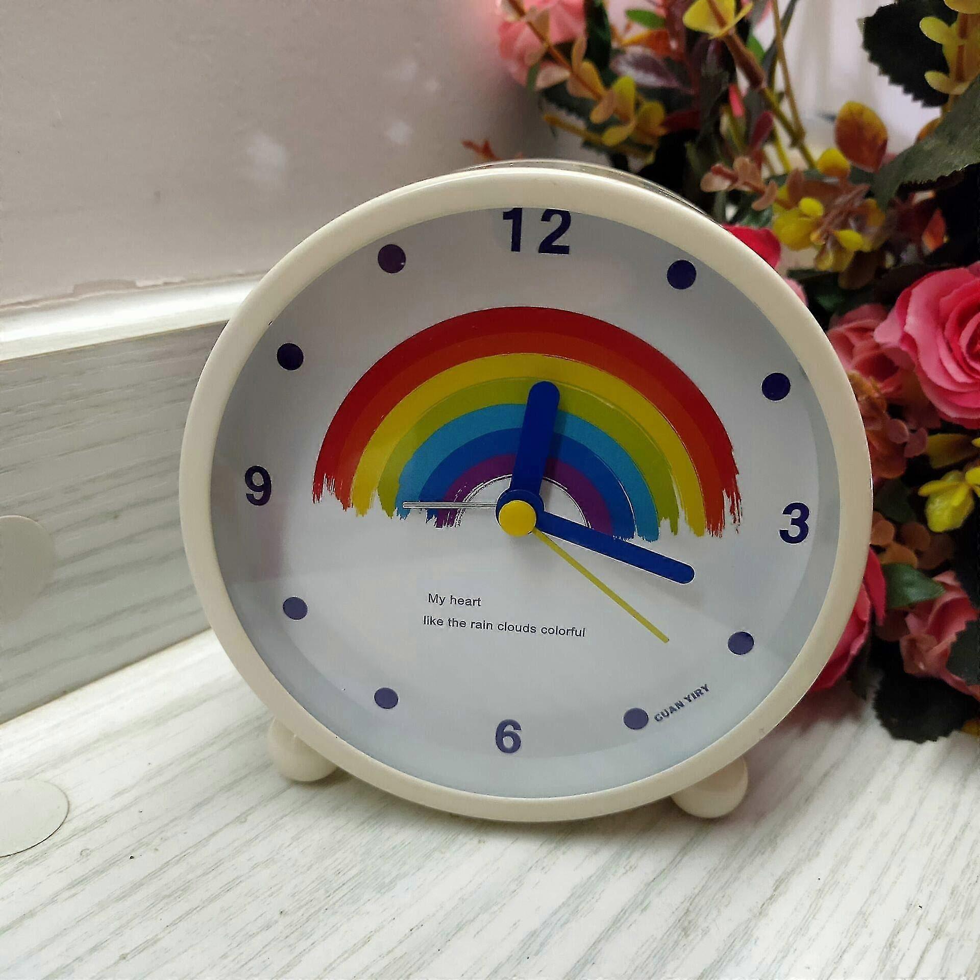 Desktop Alarm Clock Classic Round Silent Alarm Clock Battery Powered Desk Bedside Clock No Ticking Night Light