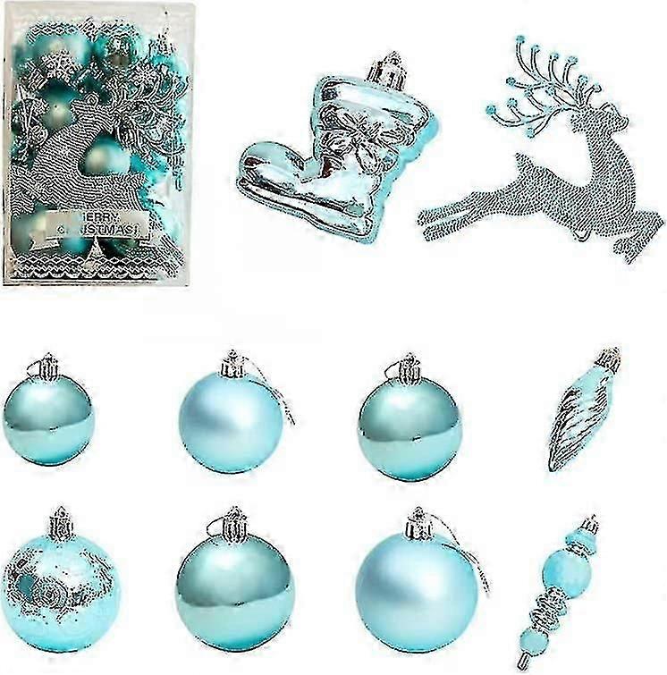 30 件圣诞装饰品内小玩意塑料套装圣诞树装饰品蓝色 SX