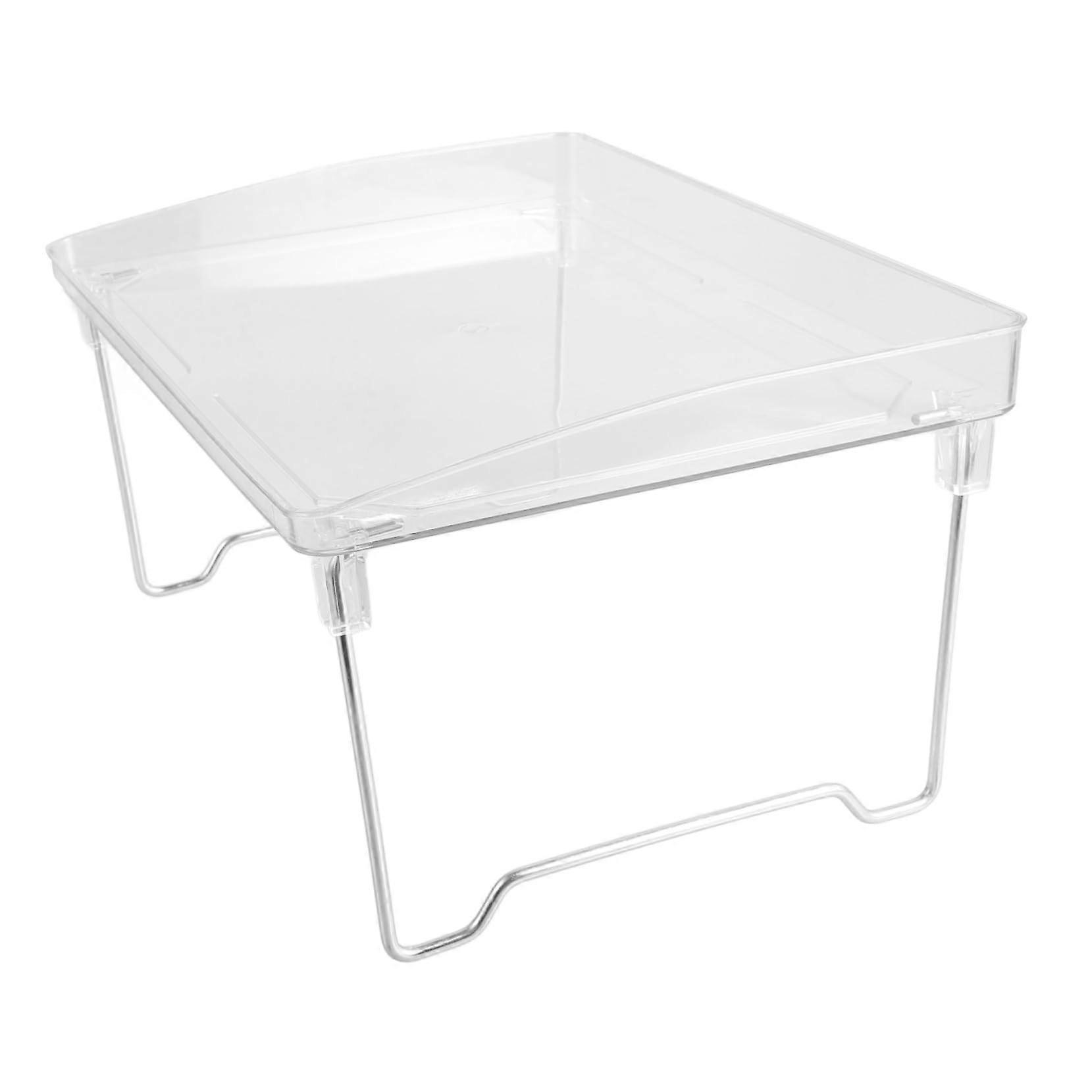 Transparent Foldable Desktop Holder Storage Rack With Raised Edges, SpaceSaving Organizer For Kitchen Countertop
