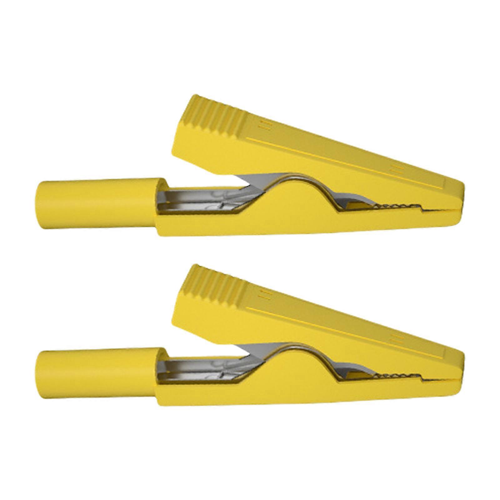 2pcs High Conductivity Alligators Clip  Featuring 2mm Banana Connector Versatile for Educational Training & Electronics  Yellow