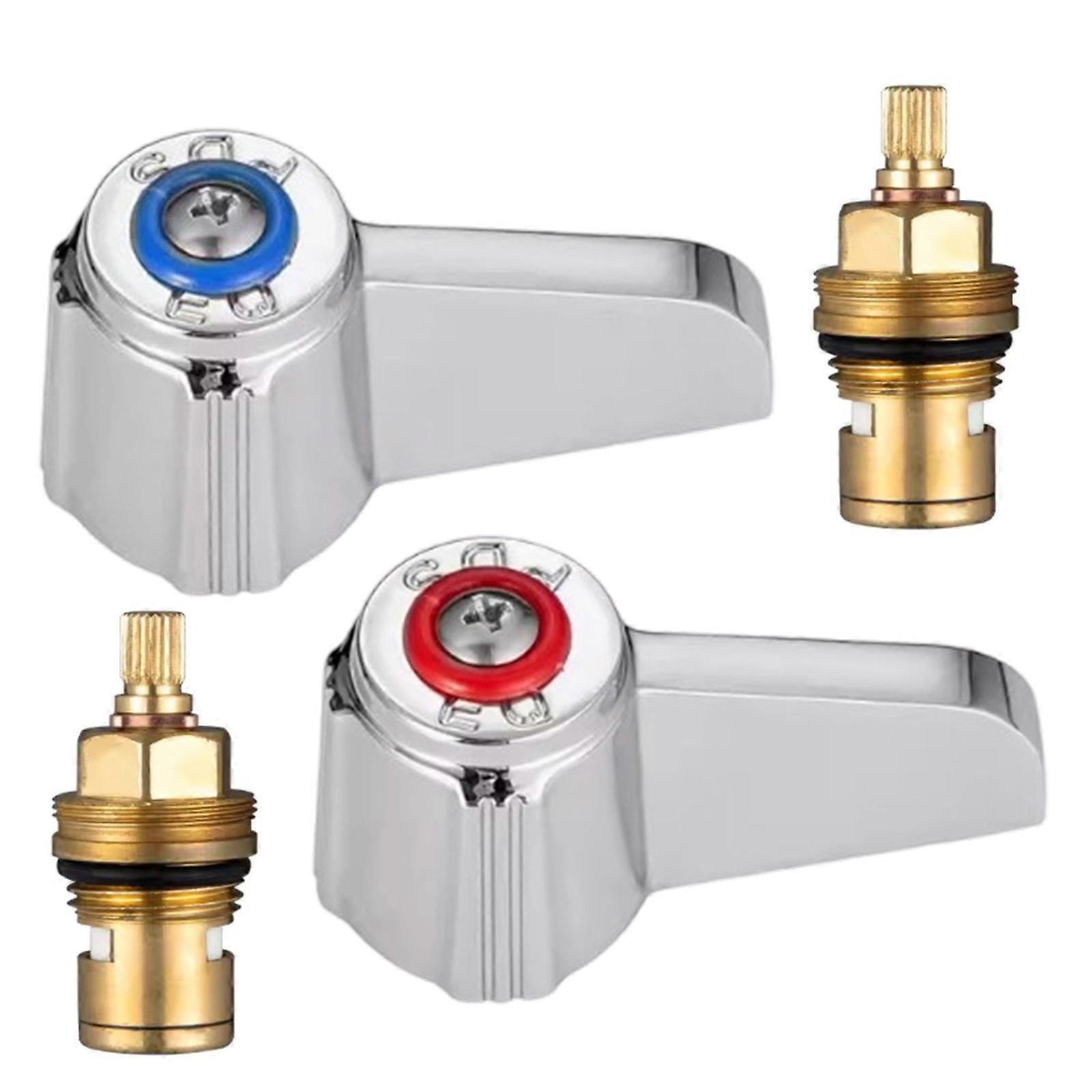 Faucet Handle Cartridge Replacement Stem Assembly Faucet Valves Hot and Cold Knob Handle with Stem Faucets Part Multicolor