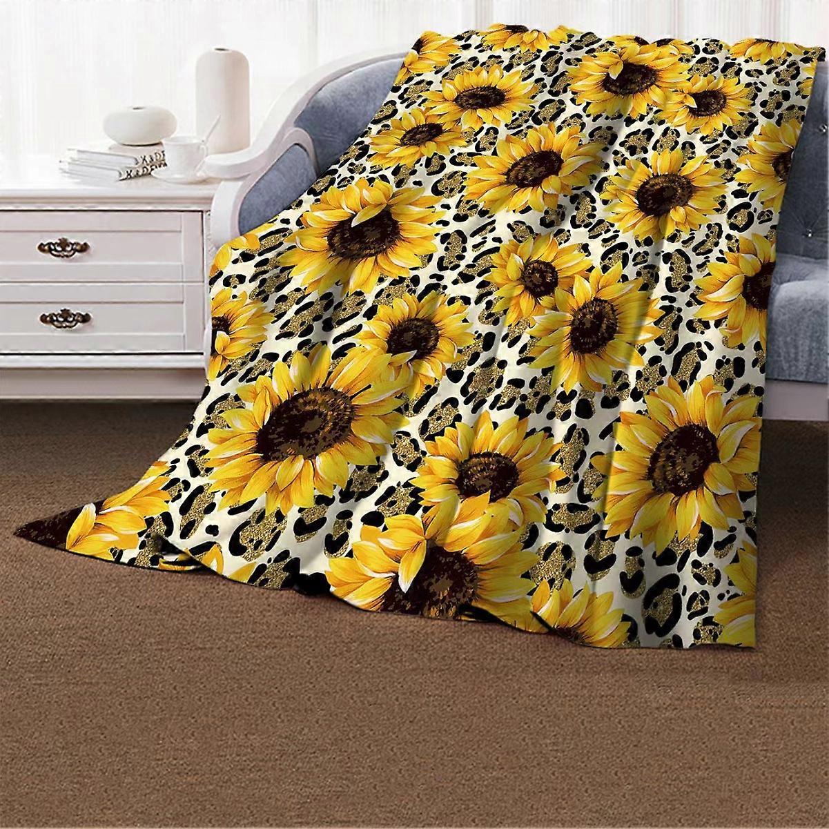 Sunflower and cow print flannel blanket/roller blanket