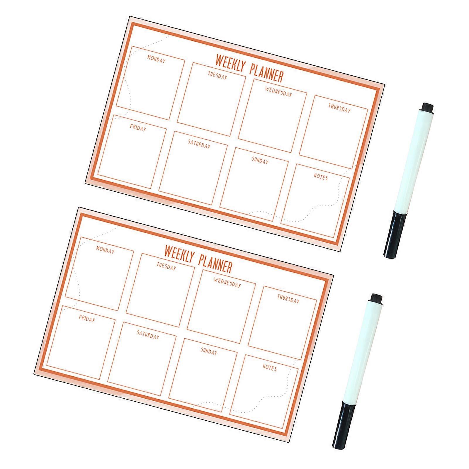 2Pcs Erasable PVC Whiteboard Sheet 11.81x15.7Inch Reusable Weekly Planner Fridge Erasable Memoboard For Daily Scheduling Multicolor