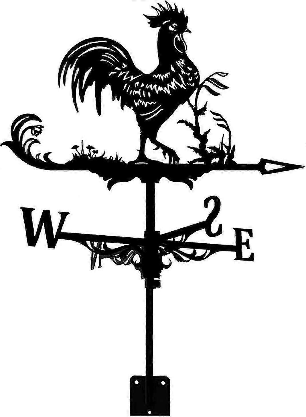 Weathervane Cah-st الحديد الديك Weathervane مع سقف جبل ، الطقس ريشة الرياح تحلق سقف حديقة الزخارف المعدنية لديكور الفناء ، 35 * 50cm