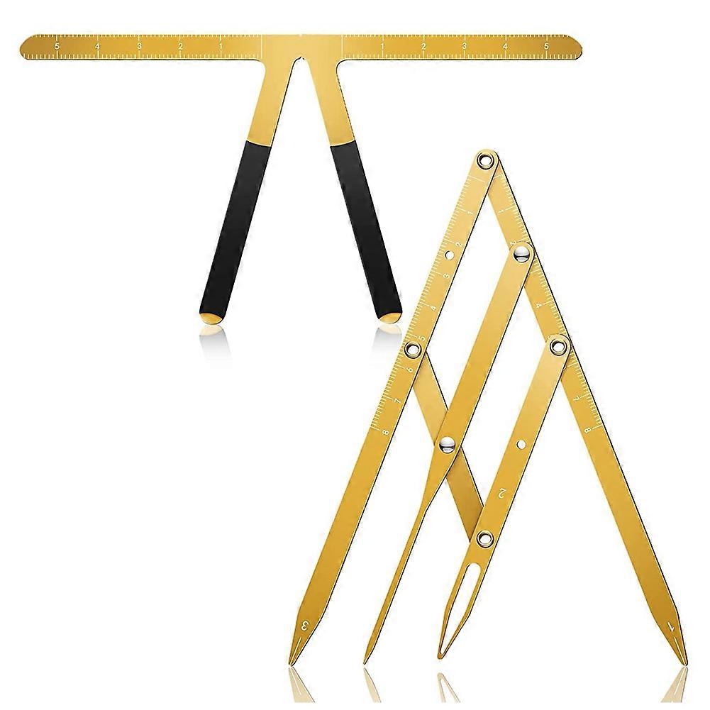 Eyebrow Ruler 3-Point Positioning Ruler Eyebrow Golden Proportion Caliper Ruler Brow Caliper Measuring Tool-Gold