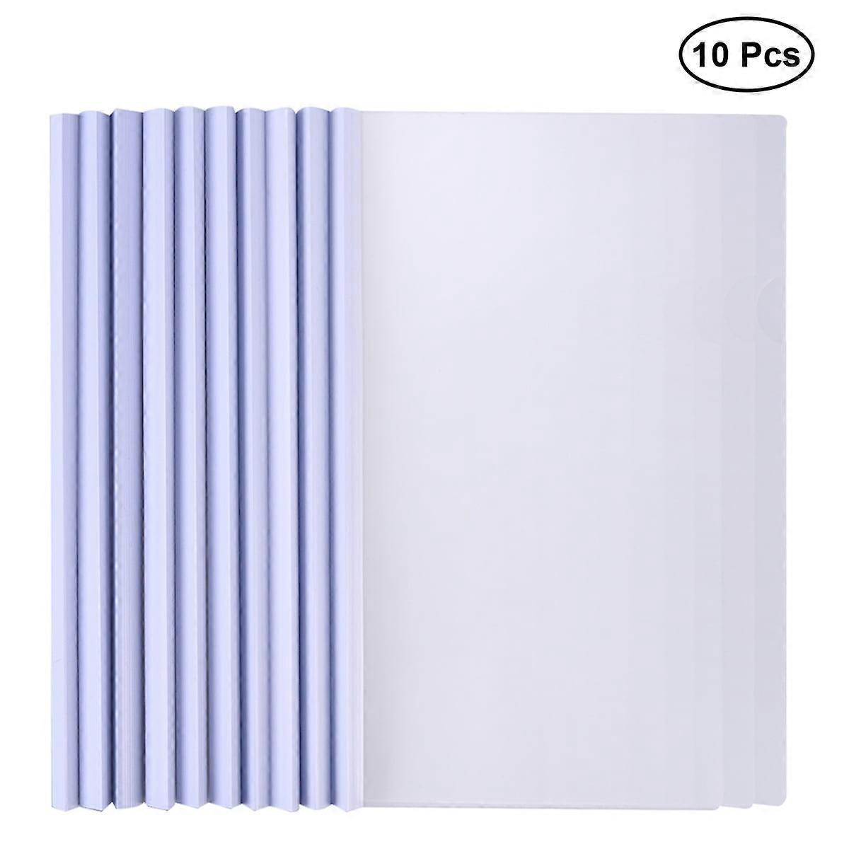 10pcs Transparent File Folder Sliding Bar Report Covers for A4 Report Display Cover Organizer Binder (White）