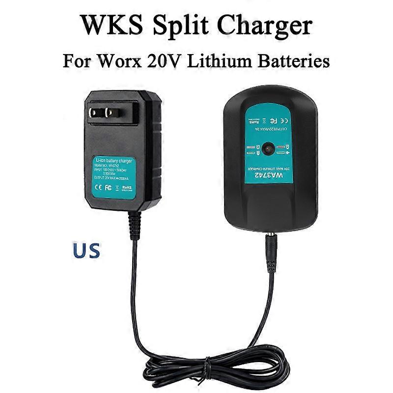 WA3742 Portable Replacement Charger Compatible for WORX 20V Lithium Batteries WA3512,WA3578,WA3732,WA3875,WA3881 US/EU/UK Plug