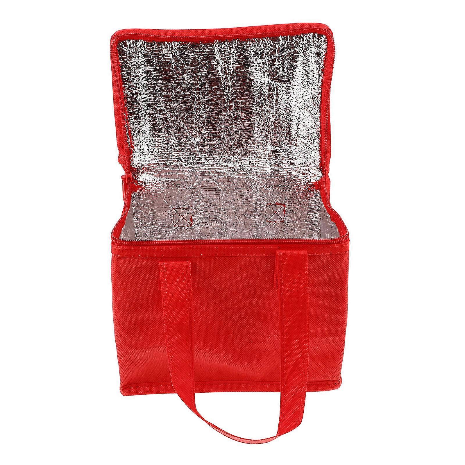 Insulated Food Bag Thermal Carrier For Travel Rectangular Shape Red Color 1Pack