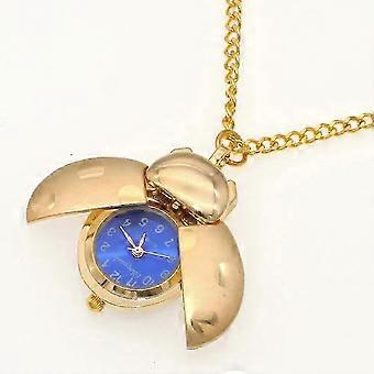Marienkäfer-Uhr, Käfer-Uhr, Taschenuhr für Damen, Herren und Kinder, Quarz-Uhr für Schüler, Schlüsselanhänger-Taschenuhr – M
