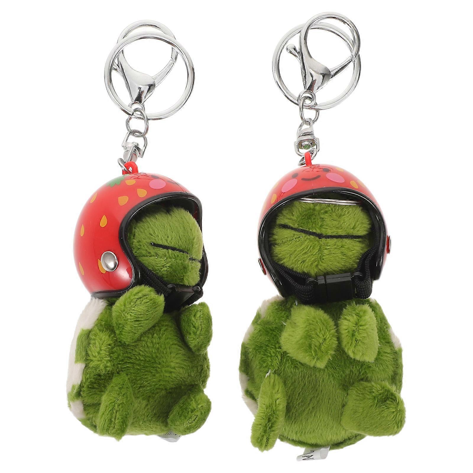 Assorted Color Plush Turtle Keychain with for Decoration 2Pcs Set