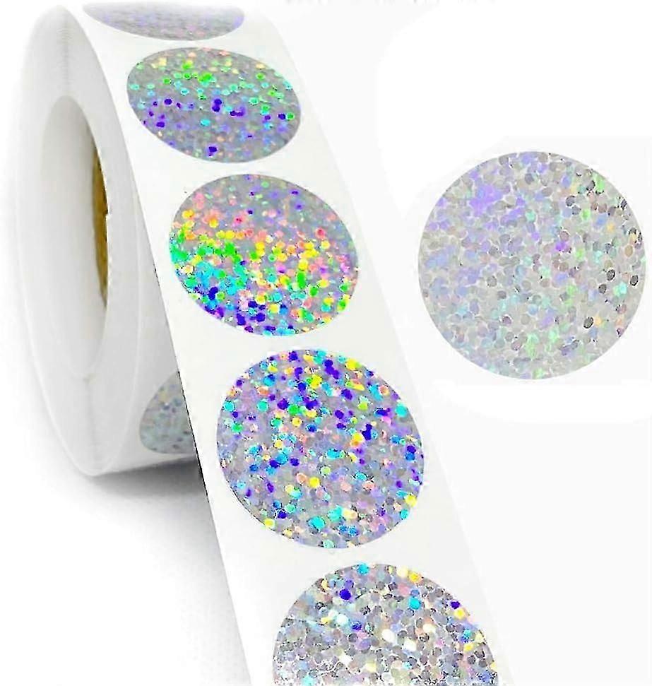 ملصقات مستديرة من الفضة ، ملصقات مستديرة معدنية لعيد الحب لعيد الحب بريق رقائق معدنية مستديرة ملصقات ثلاثية الأبعاد ذاتية الذات (500 قطعة / لفة)