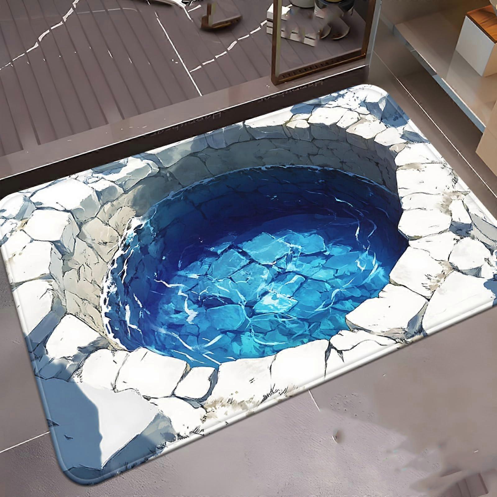 3D Illusion Rug with Optical Hole Design, PetFriendly NonSlip Carpet, 50x80cm Easy Clean