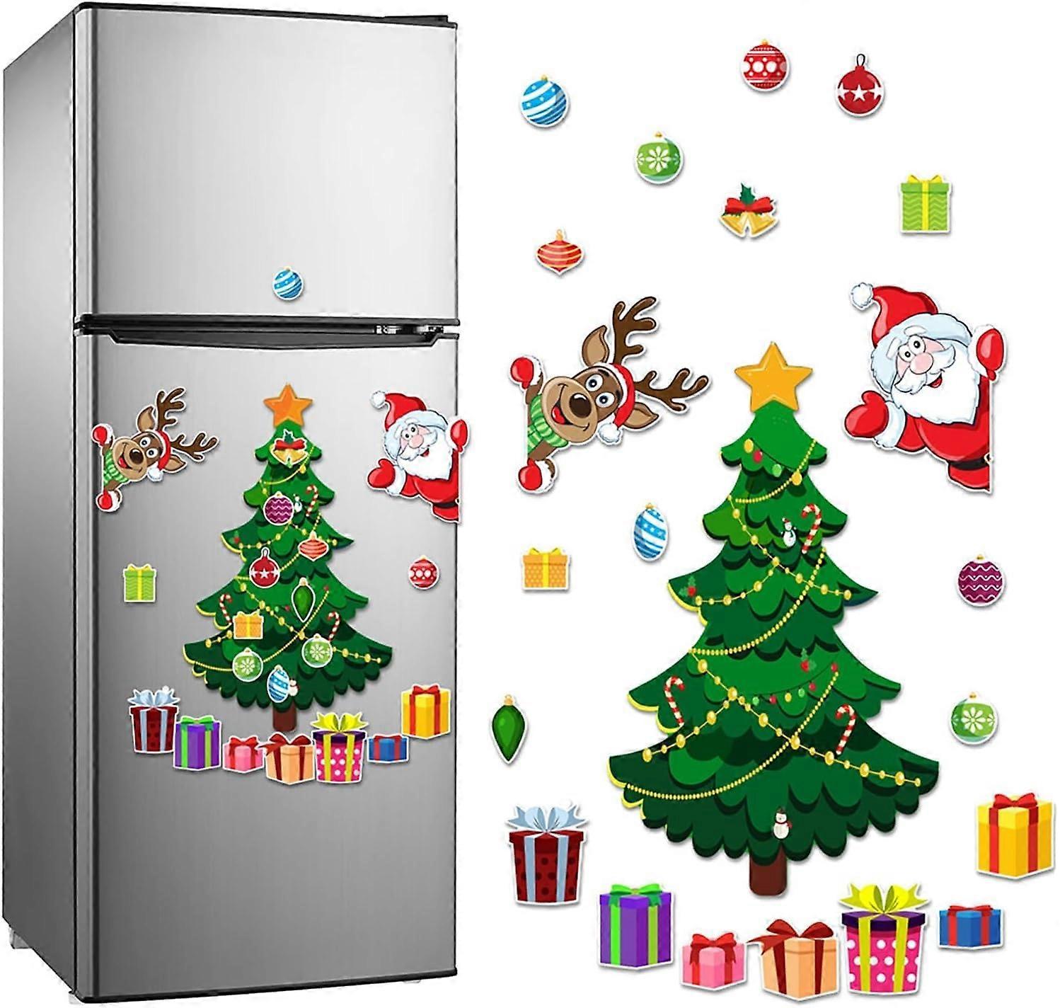 Christmas Fridge Magnets Set with Bright Tree Design, Reusable Holiday Magnetic Decorations