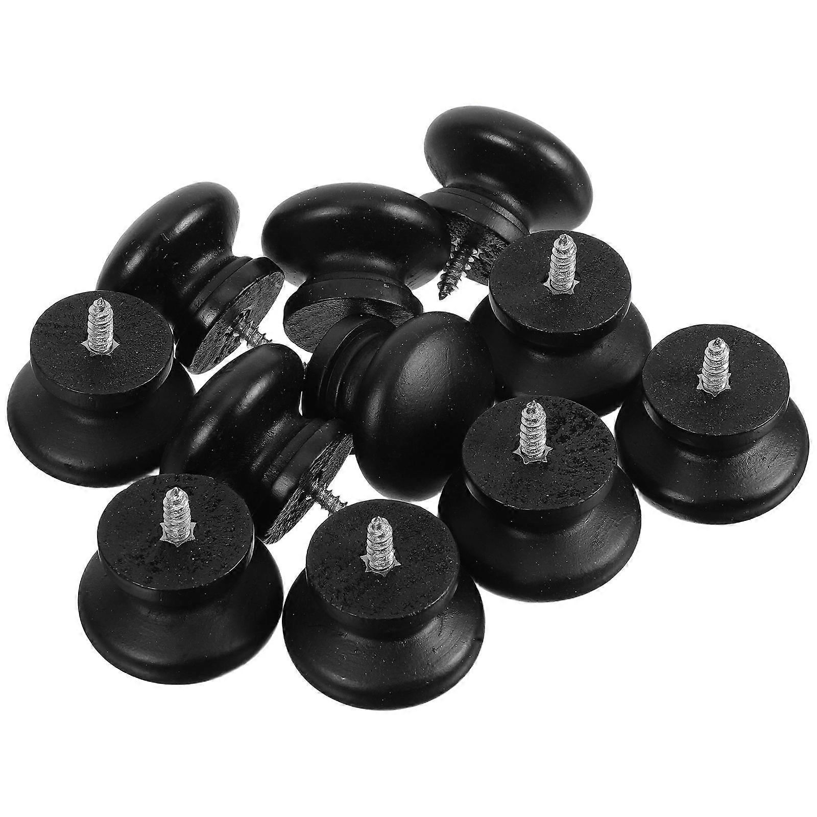 Solid Wood Drawer Pulls Handles for Dressers with 10Pcs Black Round Knobs