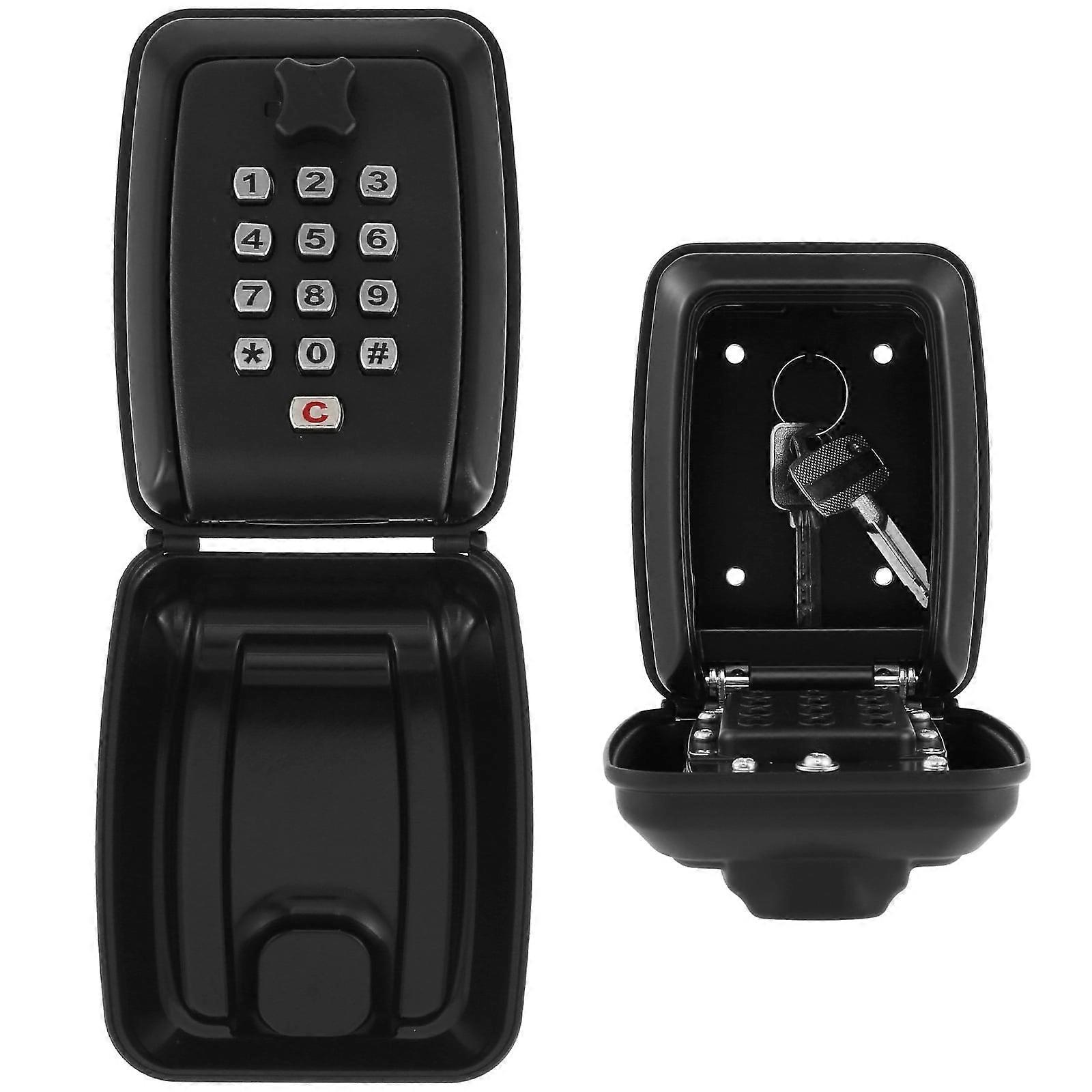 NewSoul Key Lock Box with Combination Code, Wall Mounted Resettable Security Safe for Home, Black, Compatible with Outdoor Use