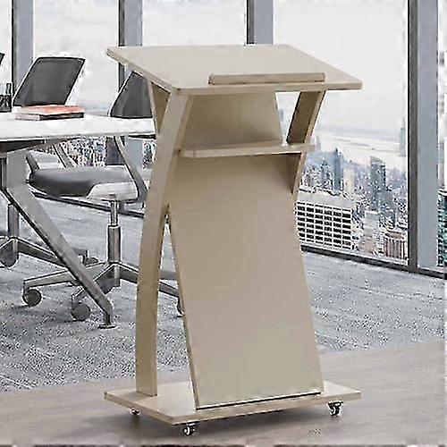 Portable Podium Stand With Wheels Wood Lectern For Classroom, Church, Office Hostess Stand Reception Desk