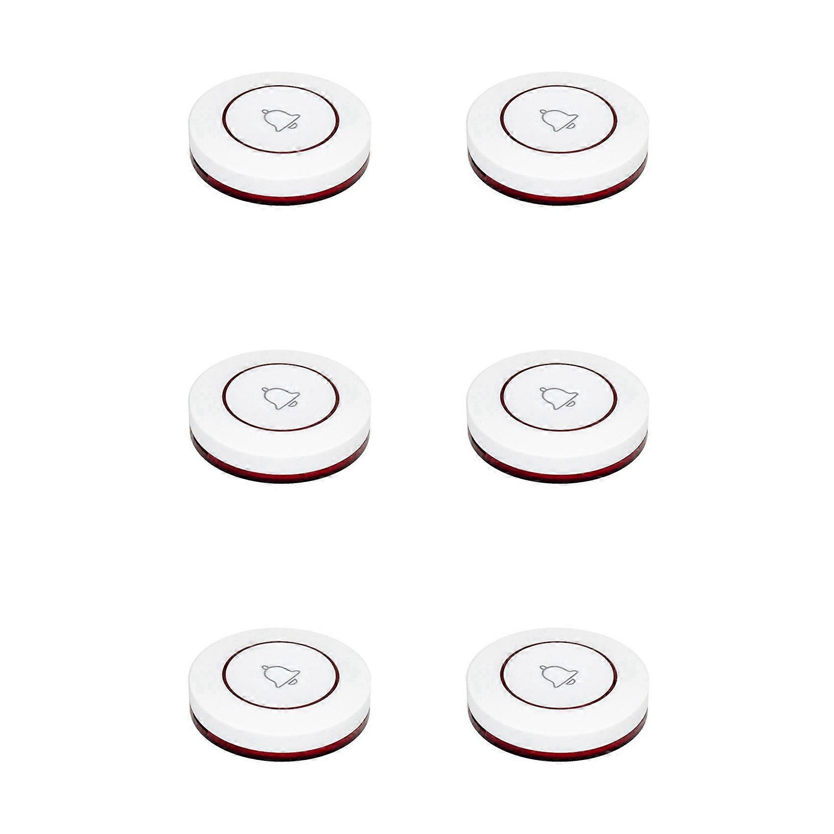 6X Call Button Restaurant Pager 433MHz Wireless Doorbell Bell Button for Home Security Alarm System Hardware Red