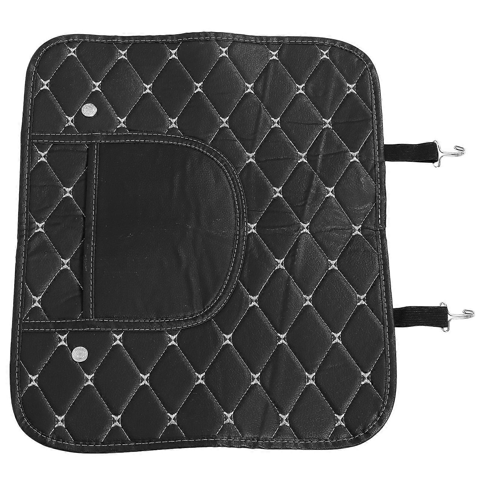 Black Artificial Back Seat Protector for Car Use with Builtin Storage Bag and Durable Design