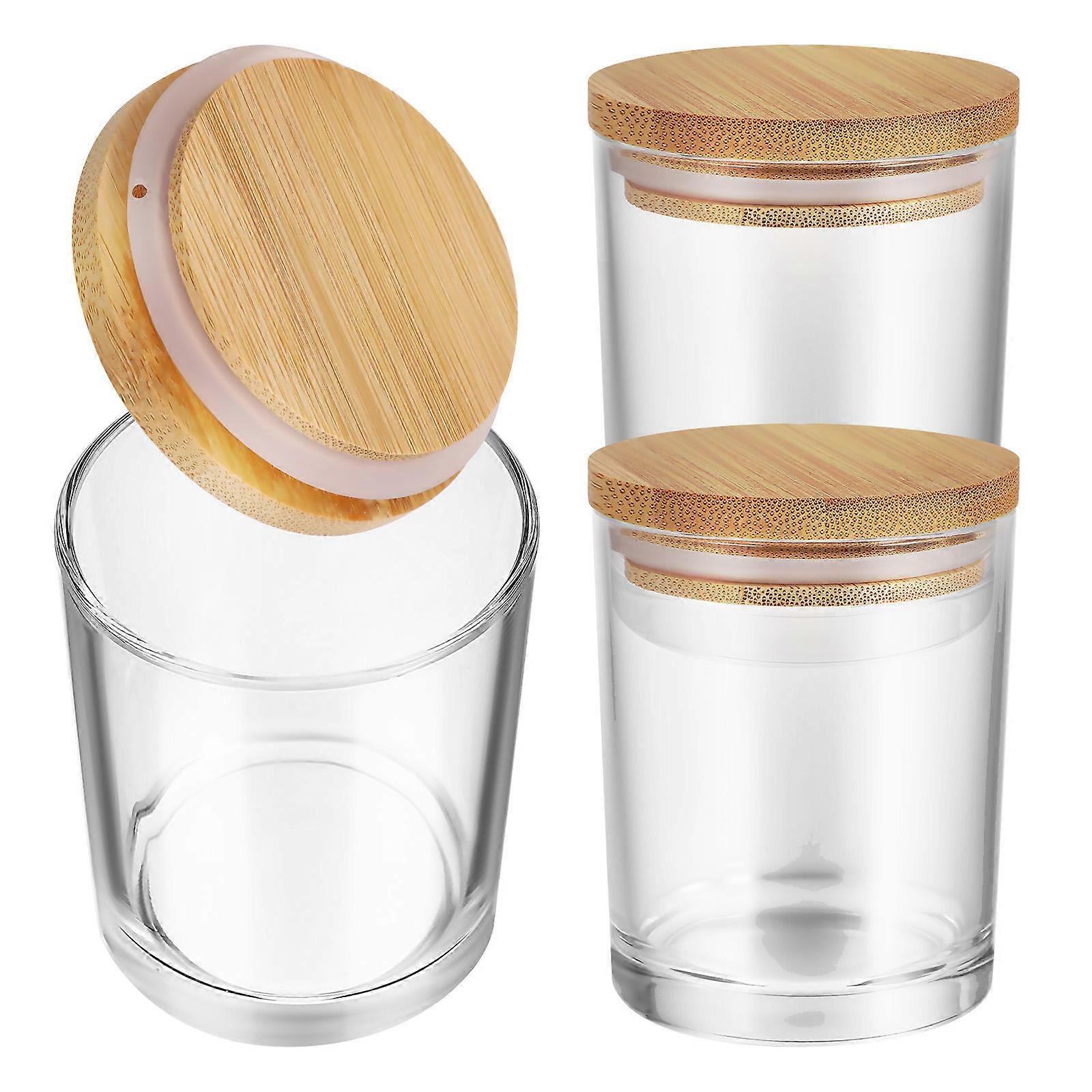 Glass Candle Jars with Lids for Decorative Use 3Pcs Transparent Set