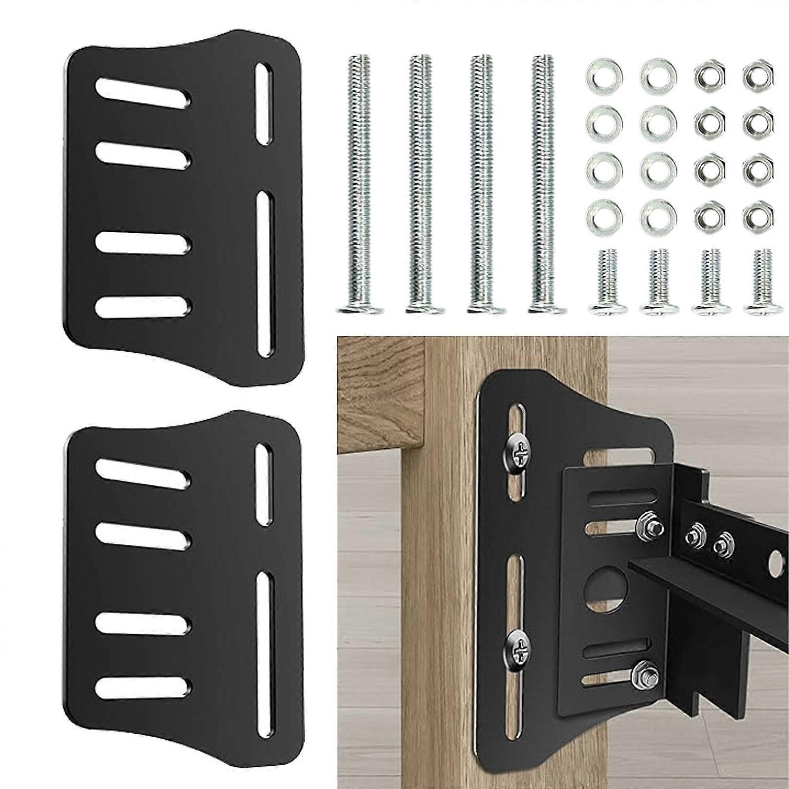 2PCS Adjustable Bed Frame Brackets Heavy Duty Steel Headboard Adapter with Installation Kit