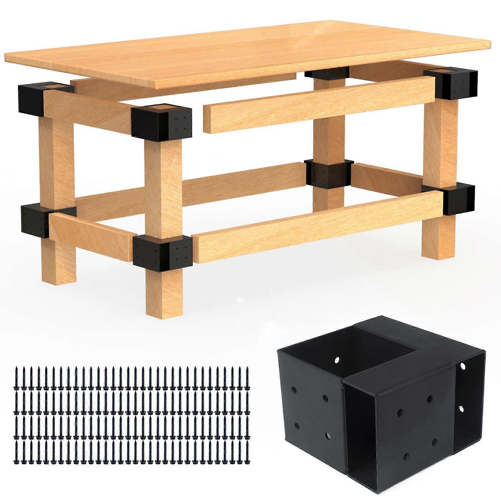 Heavy Duty Workbench Bracket Kit Set of 8 Rust Resistant 3Way Steel Brackets for 2x4 and 4x4