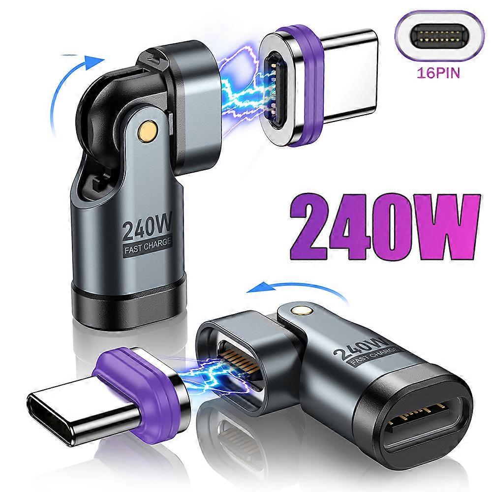 240W Magnetic USB-C to Type-C Adapter 180�� Rotation 5A Fast Charging Type C Female Converter For Macbook iPhone 16 15 Pro Xiaomi