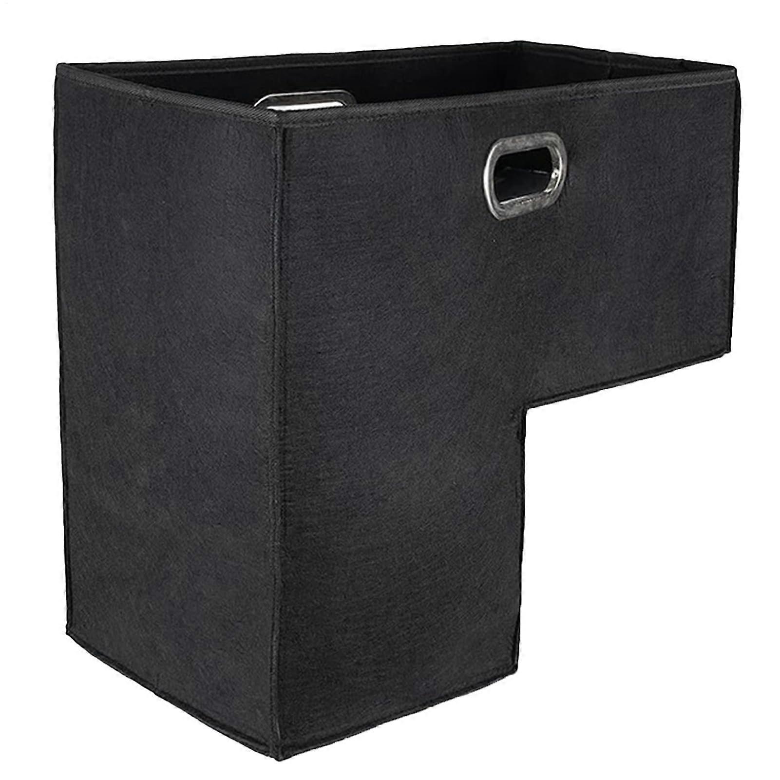 Foldable Felt Stair Basket with Faux Leather Handles, Large LShaped Storage for Toys and Books