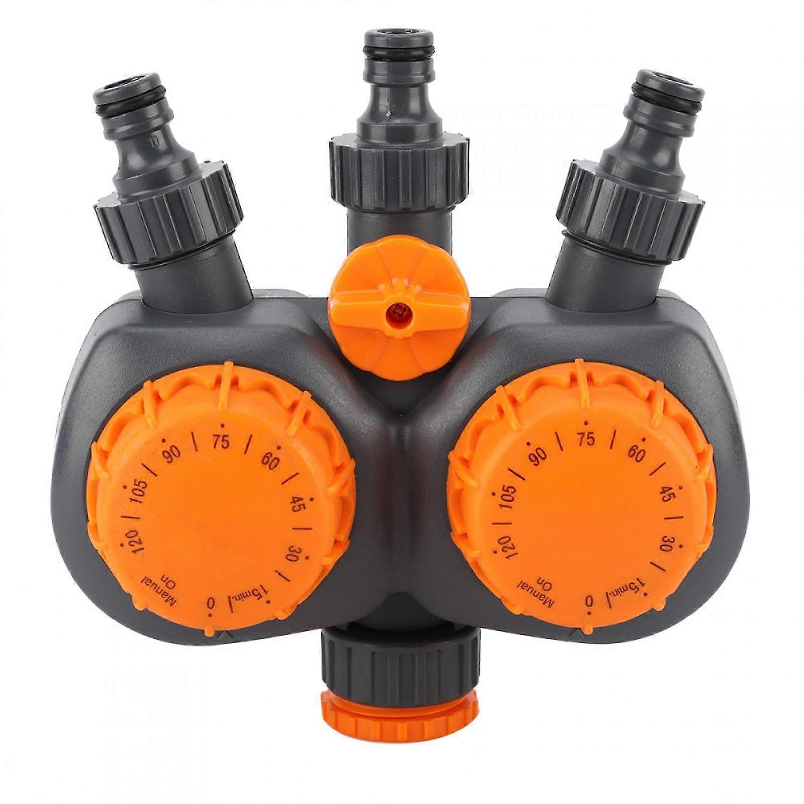 Automatic Garden Irrigation Switch 2 Hours,G3/4 Double Head Mechanical Watering Timer