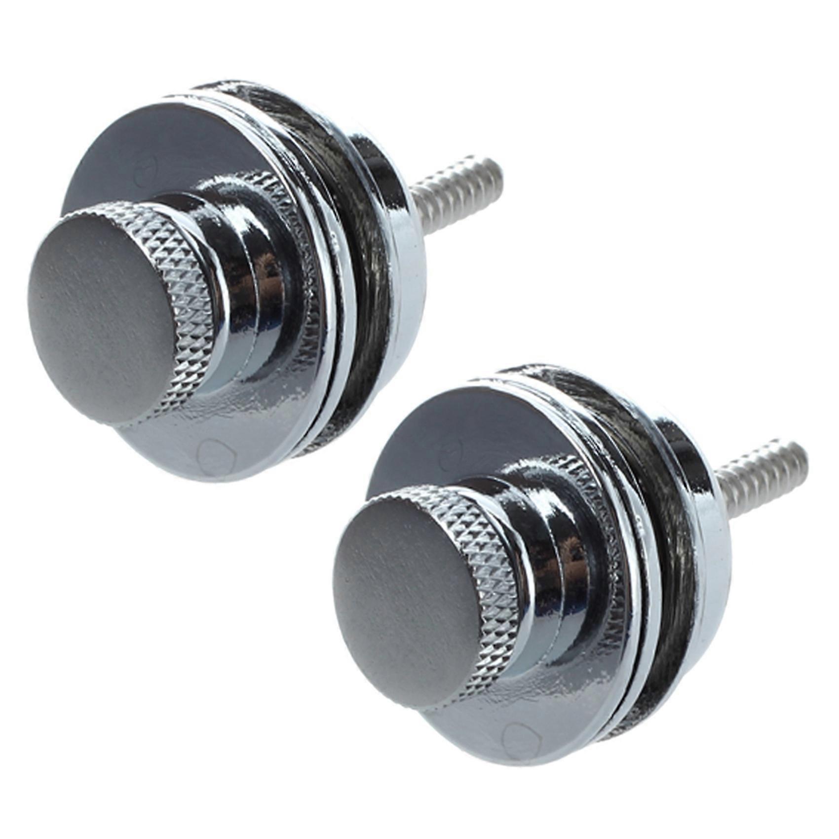 2X Flat Head Chrome Strap Lock for Electric Guitar