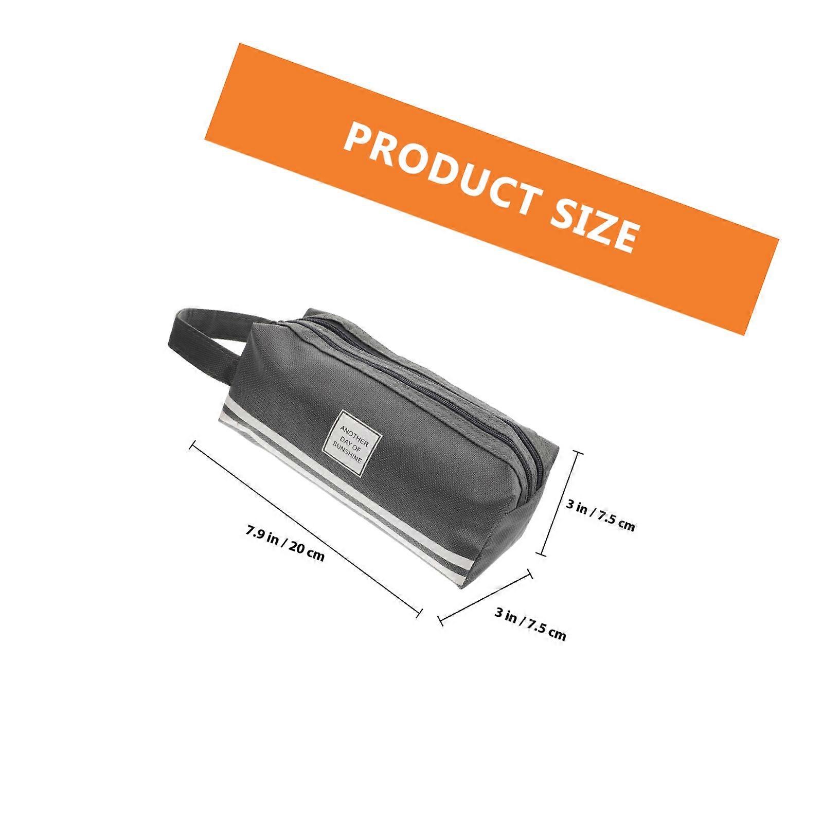 Dark Grey Double Layer Pencil Case for Storage Use Lightweight Pencil Pouch