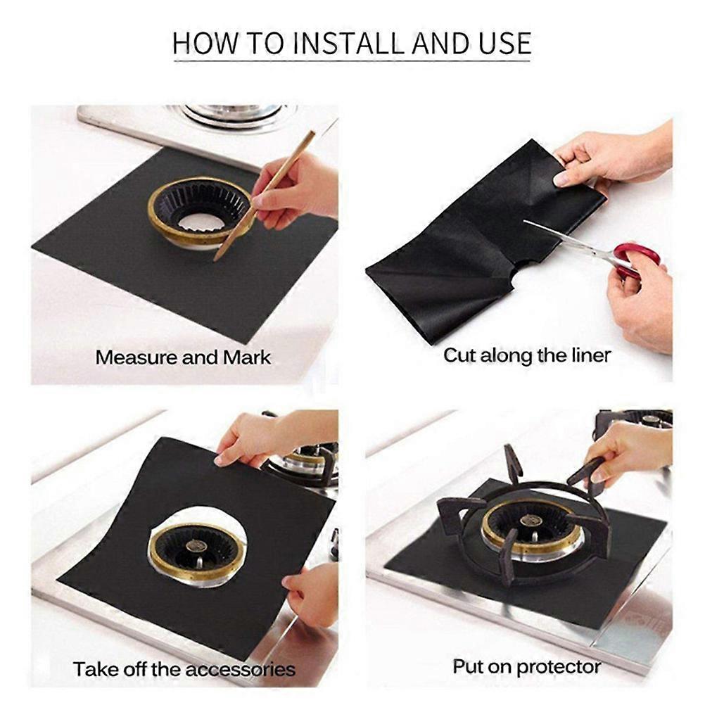 Black Stove Burner Covers Gas Range Protector for Kitchen 8Pcs Set