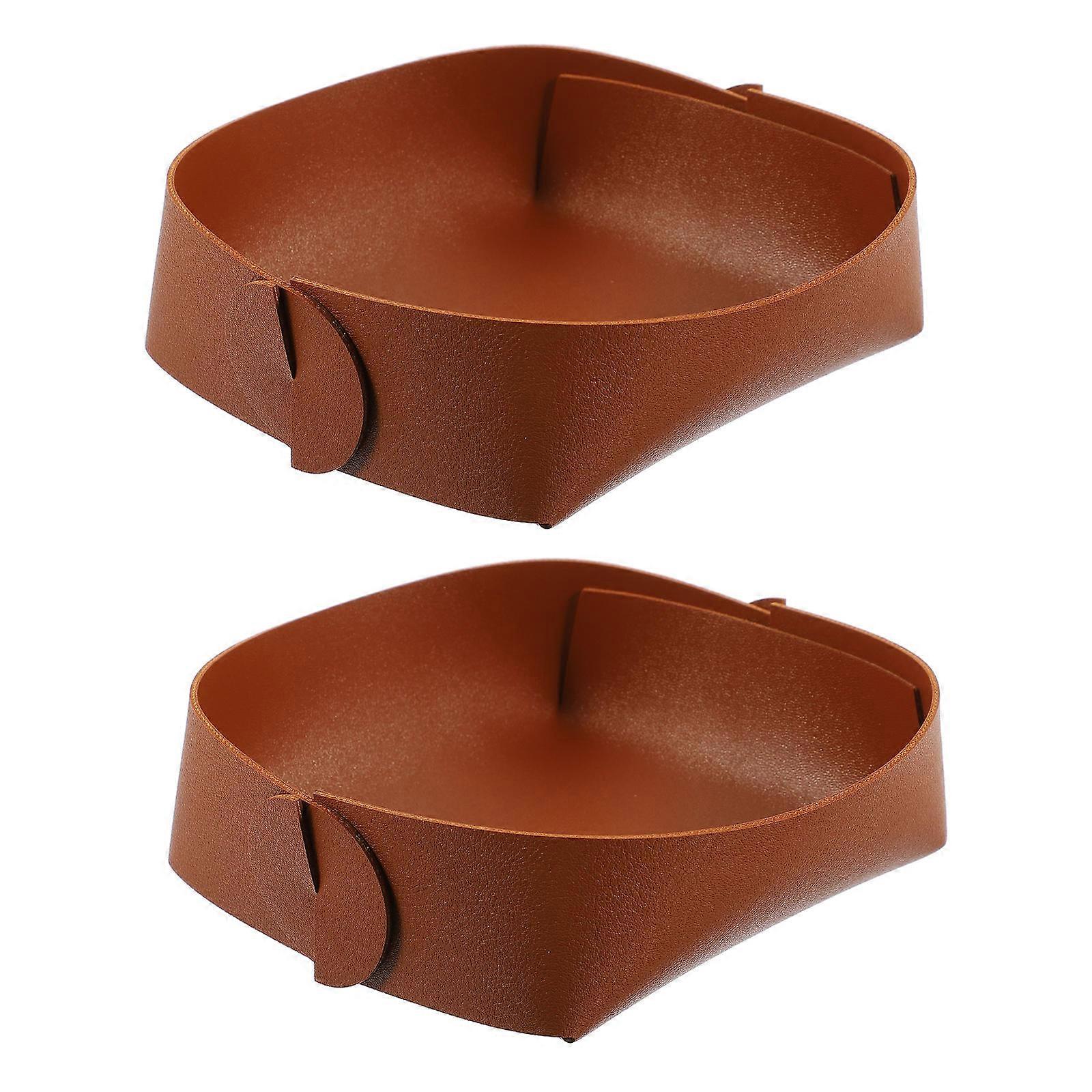 Brown Desktop Storage Tray for Office Multi-Function Sundries Keeper 2Pcs