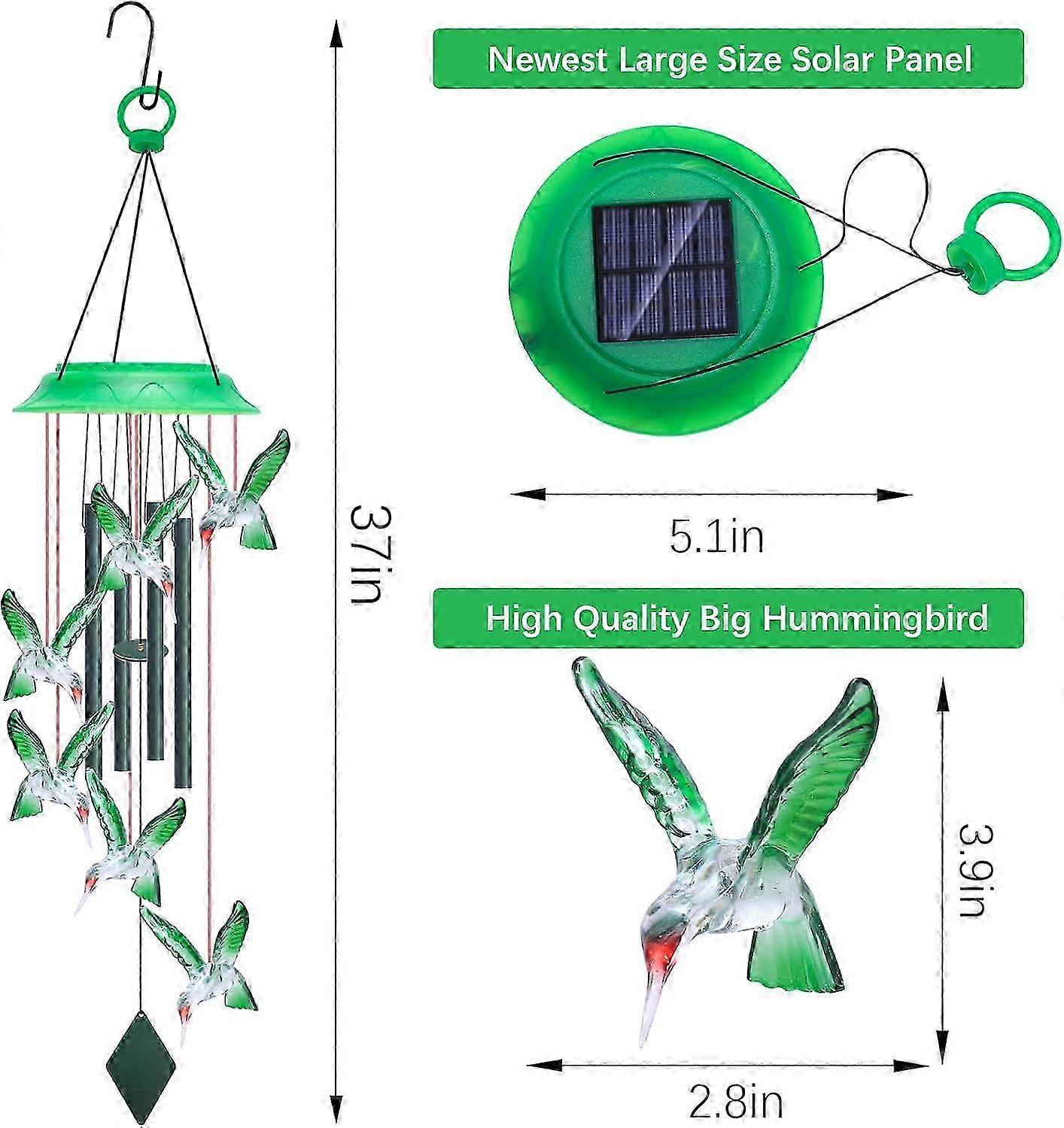 2026 1 Solar Wind Chimes Color Changing for Outside 37"