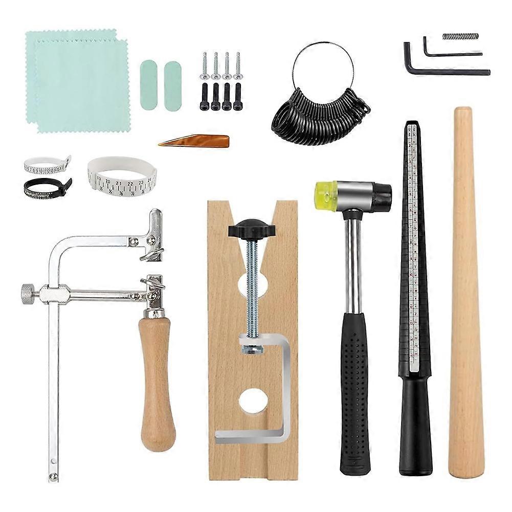 15 Piece Ring Mandrel Set, Ring Size Measuring Tool, Ring Making Kit with Plastic Ring Sizer, Ring Making Tool