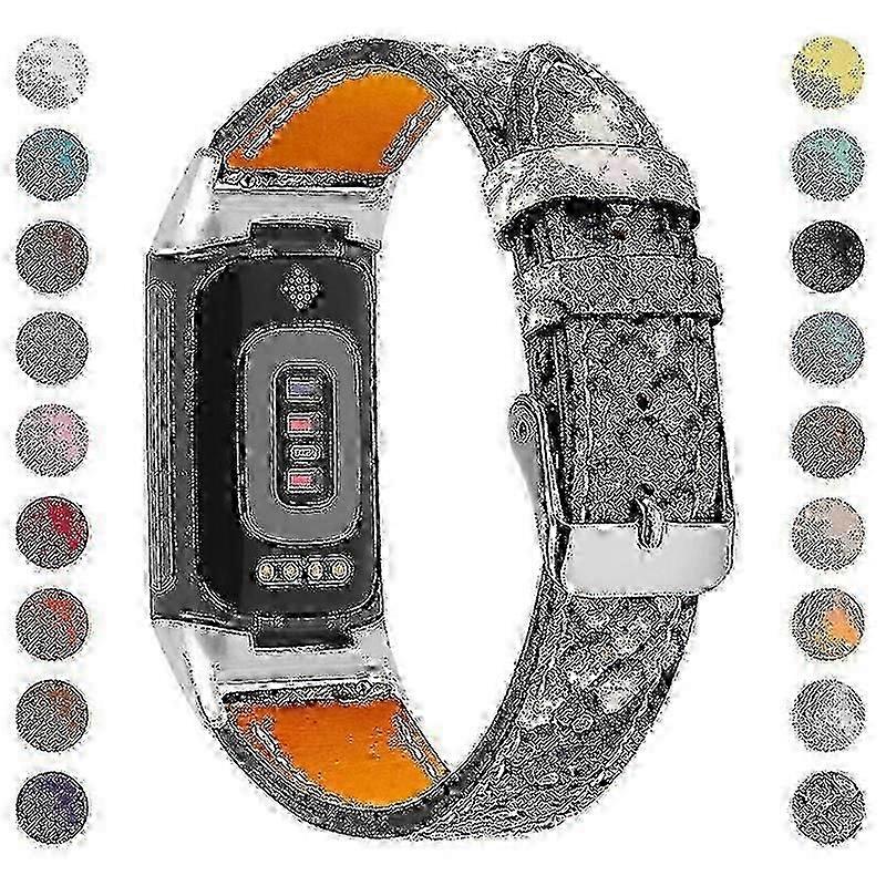 Comfort Strap for Fitbit Charge 6/5/4, Adjustable Leather Wristband