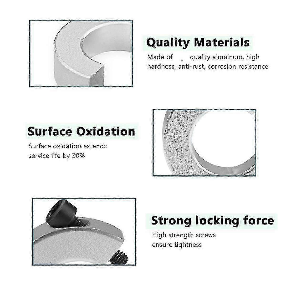 Stop Ring, Silver Aluminum Alloy, 8 Pieces with Wrench, SBR20 Linear Guide Fixed Ring