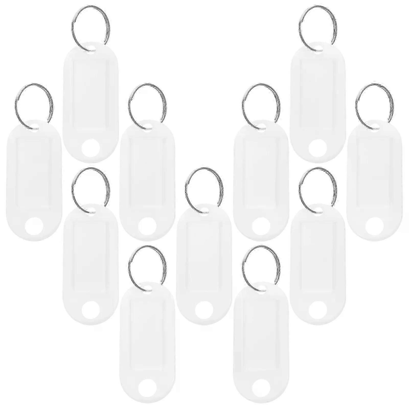 30pcs Plastic Keychain ID Tags Name Label Language Number Mark Classification Tag (White)