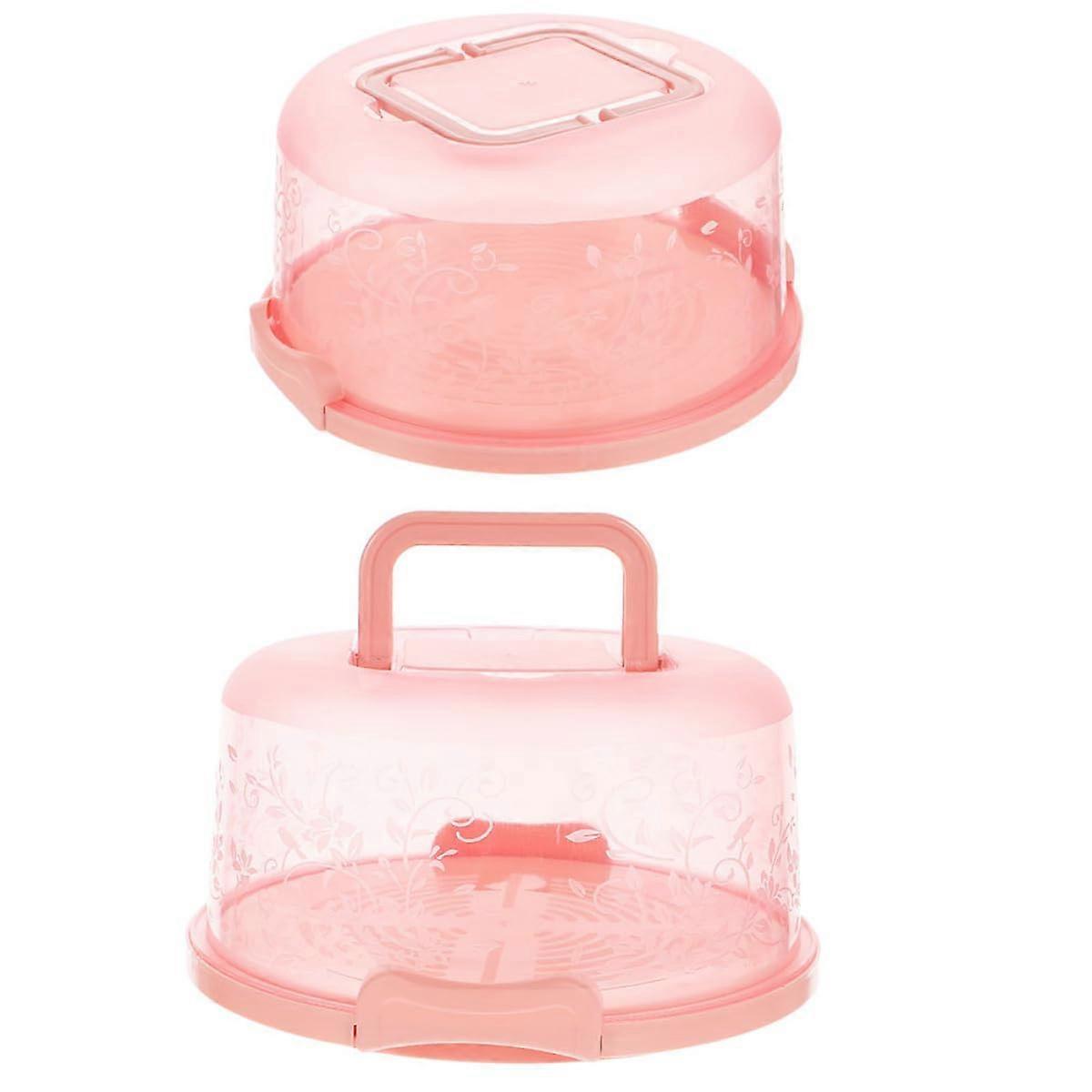 2pcs Round Cake Carrier with Handle, Transparent Lid, Secure Buckle, Lightweight for Camping