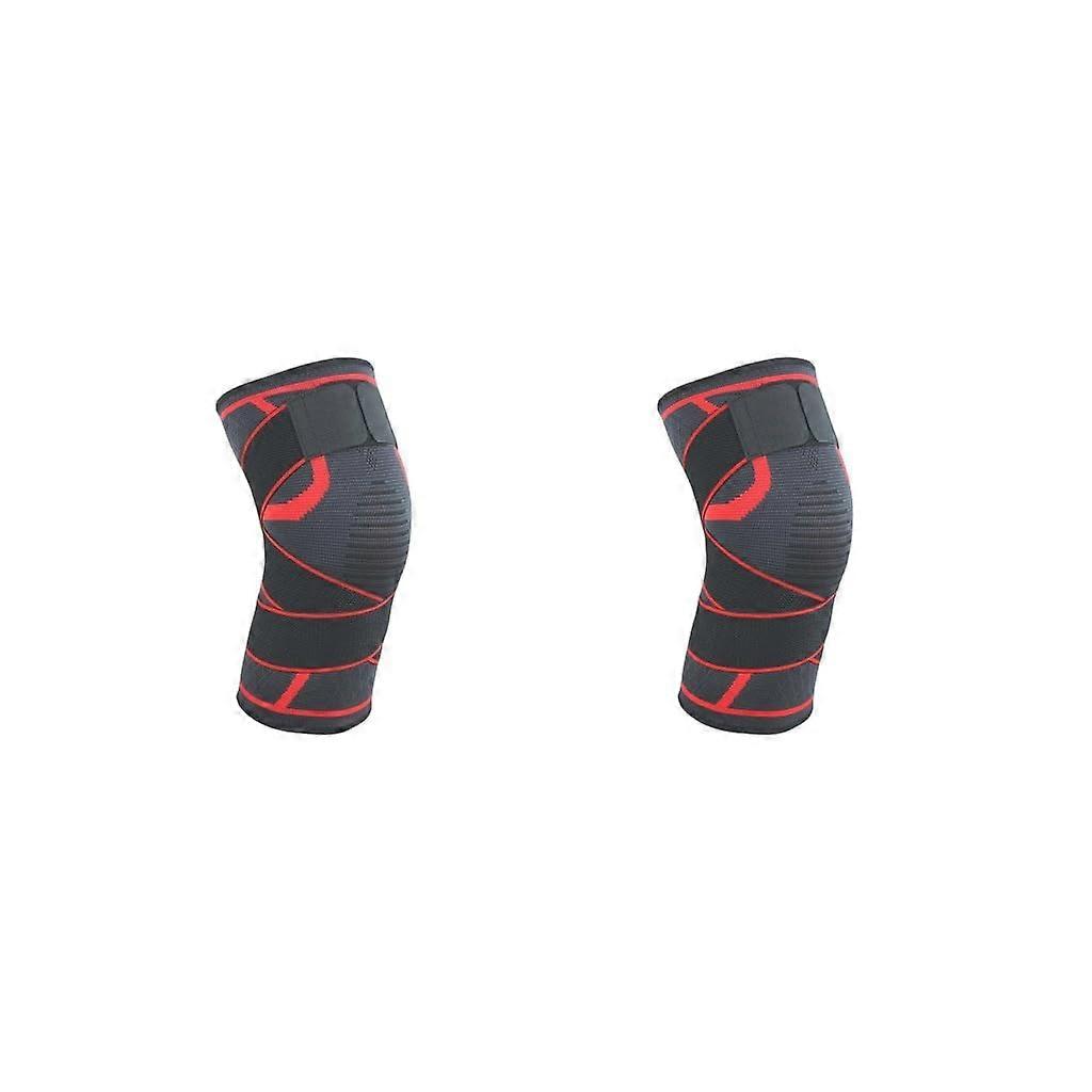 Knee Support Brace with Adjustable Compression Straps, Breathable Mesh, MultiSport XL 2 Pack Red