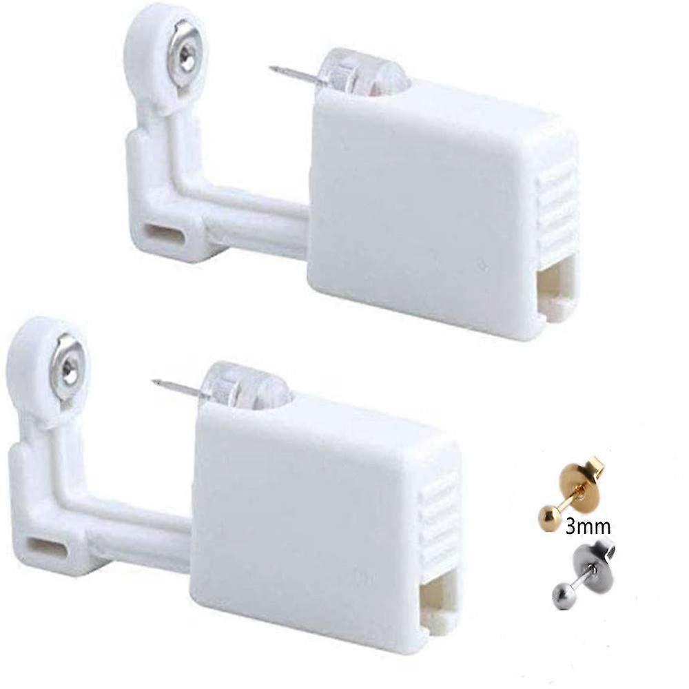 Ear Piercing Gun Kit 2Pcs Sterile Disposable Self Tool with Studs for Quick Earlobe Piercing