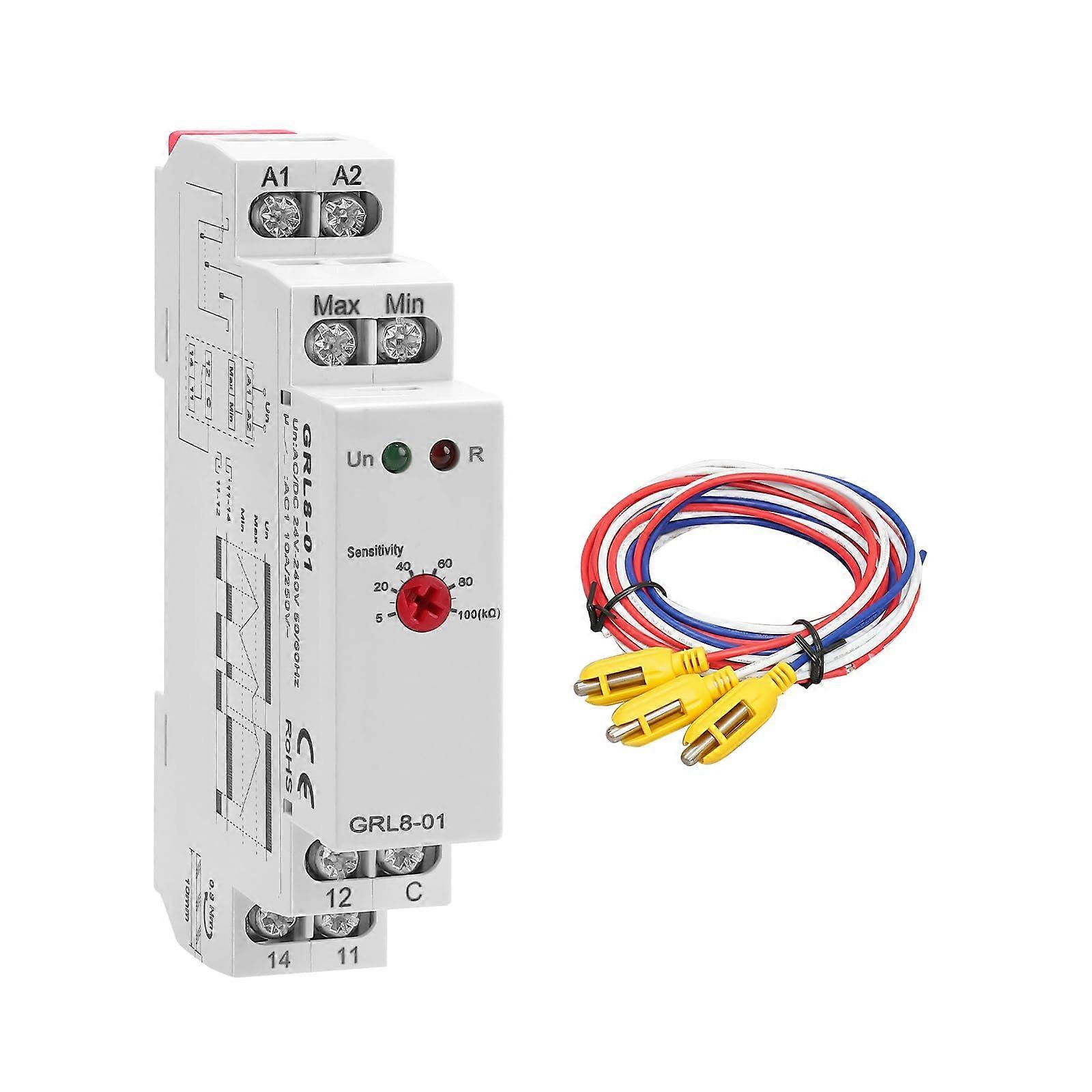 Automatic Water Level Controller with Sensor, DIN Rail Liquid Level Relay AC/DC 24240V 10A