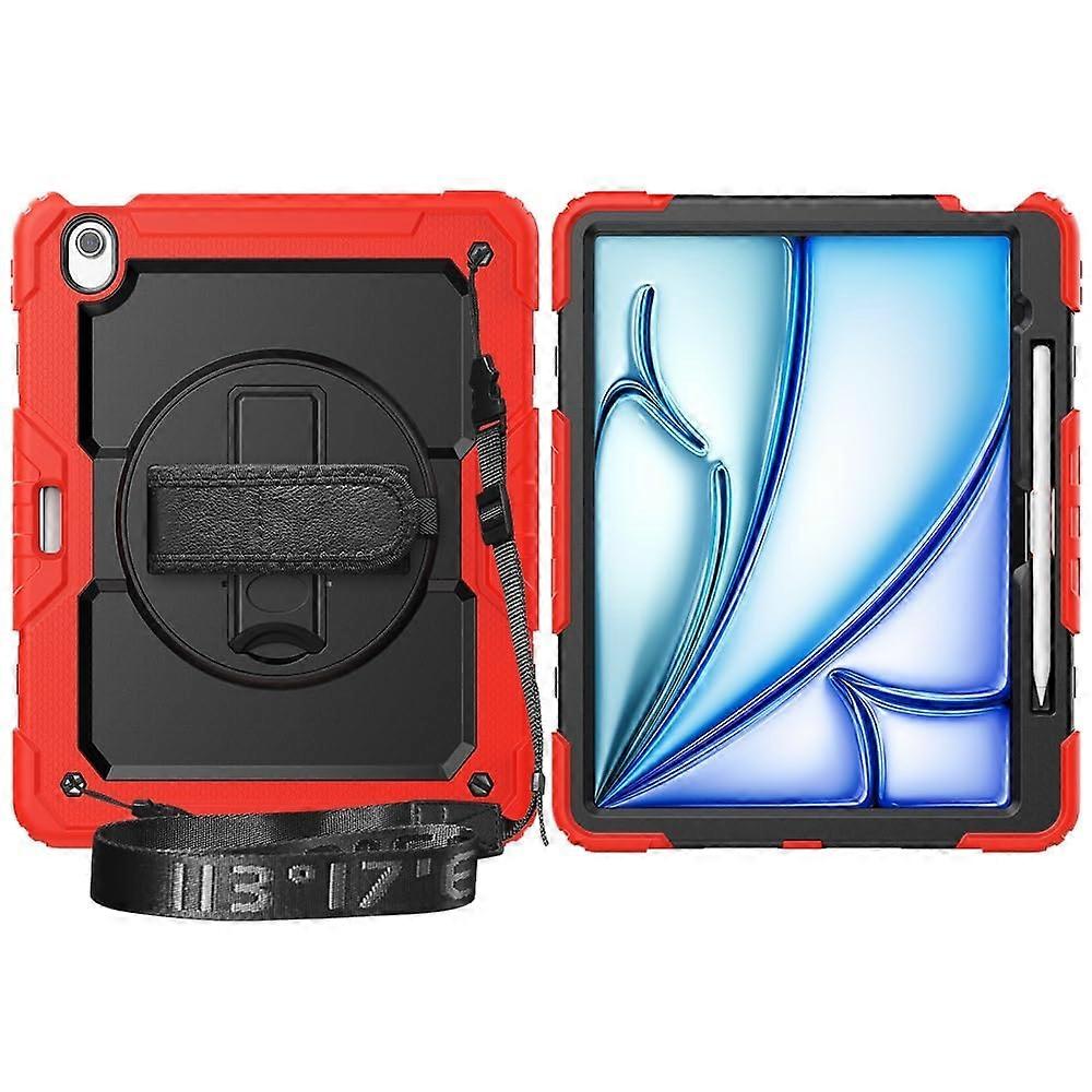 Rugged Case with Screen Protector, 360 Kickstand, Shoulder Strap for iPad Air 13 Inch M2 2024