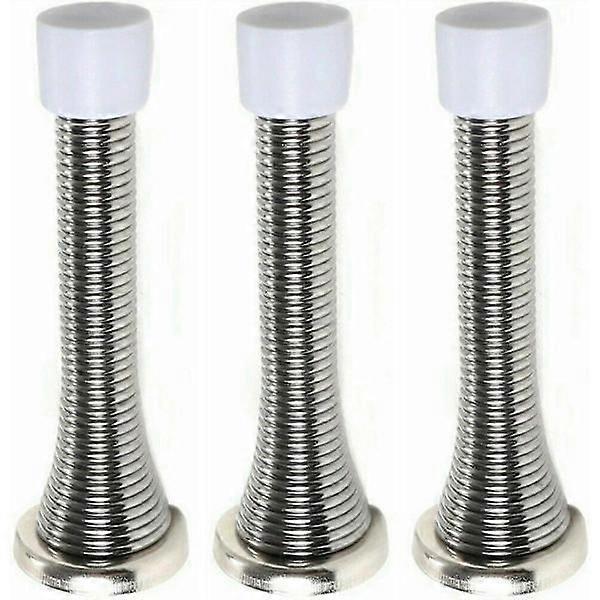 3-pack Wall Mounted Chrome Spring Door Stop Resilient Stopper Buffer