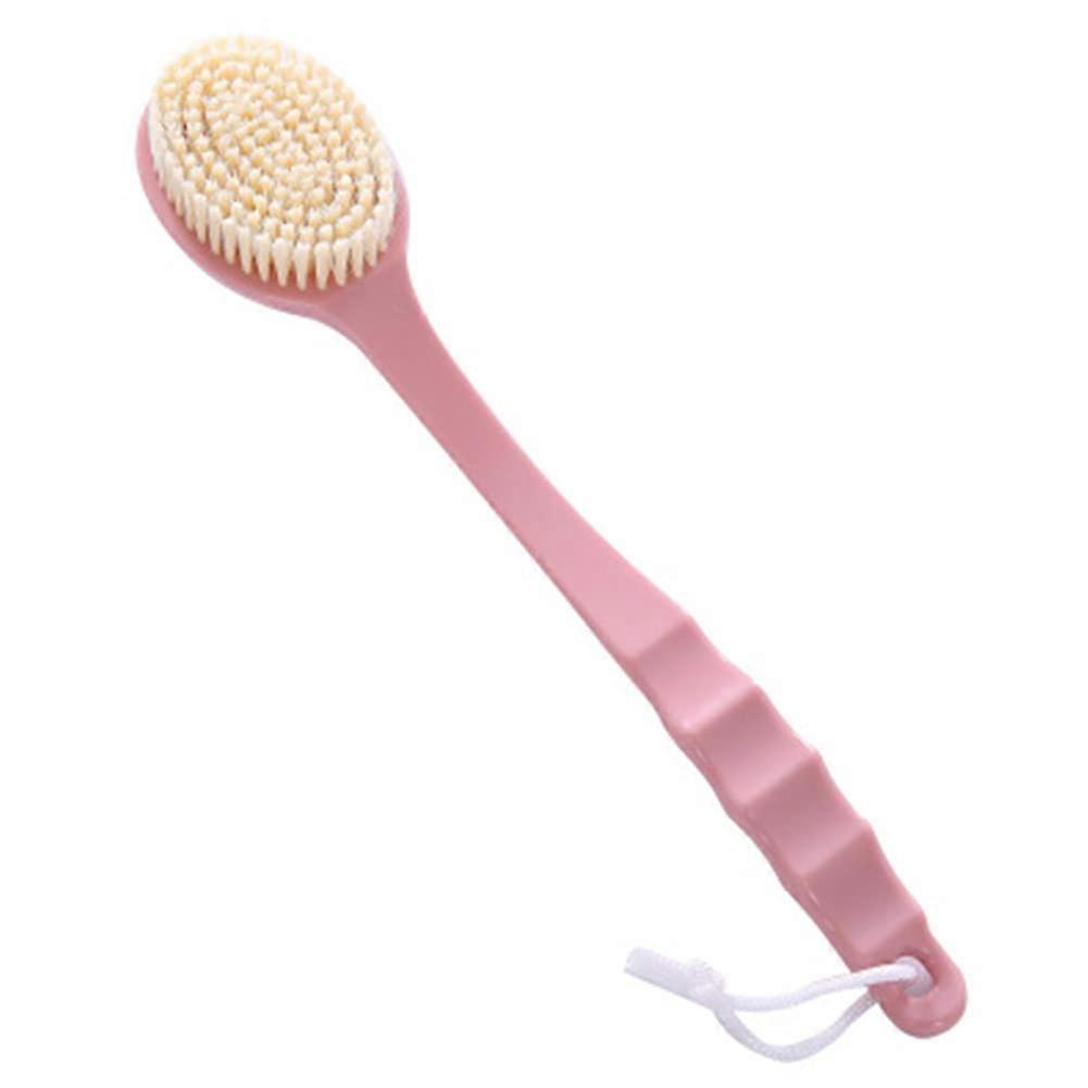 Long Handle Shower Body Brush Back Scrubber with Ergonomic Grip and Hanging String Pink