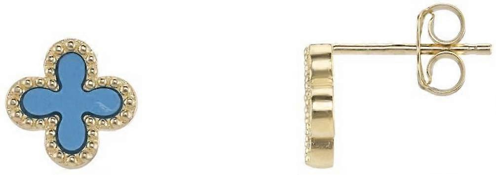 Mark Milton Flower Stud Earrings - Yellow Gold/Turquoise Blue