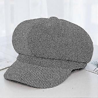 Otoño/invierno- Gorra octogonal, Plaid Keep Warm, Sombrero