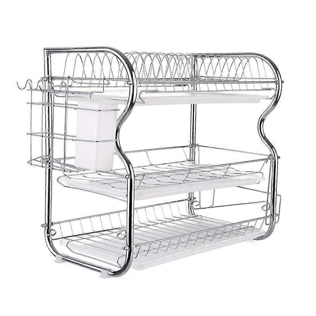 Dish Drying Rack with Adjustable Drainage Angle, Chrome Plated Dish Drainer for Kitchen Counter Storage