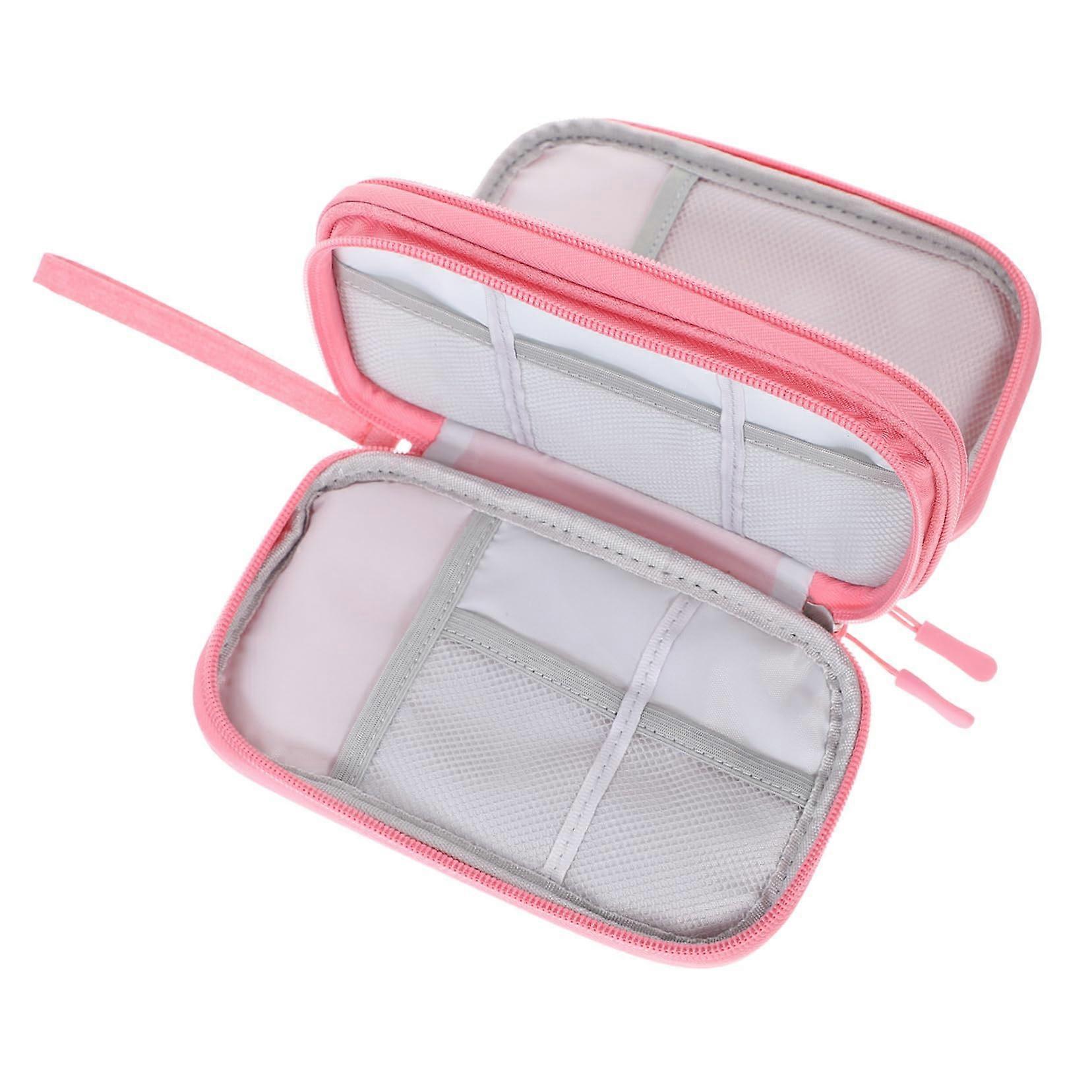 Electronics Organizer Case for Cables Chargers and Accessories, Pink MultiLayer Travel Bag
