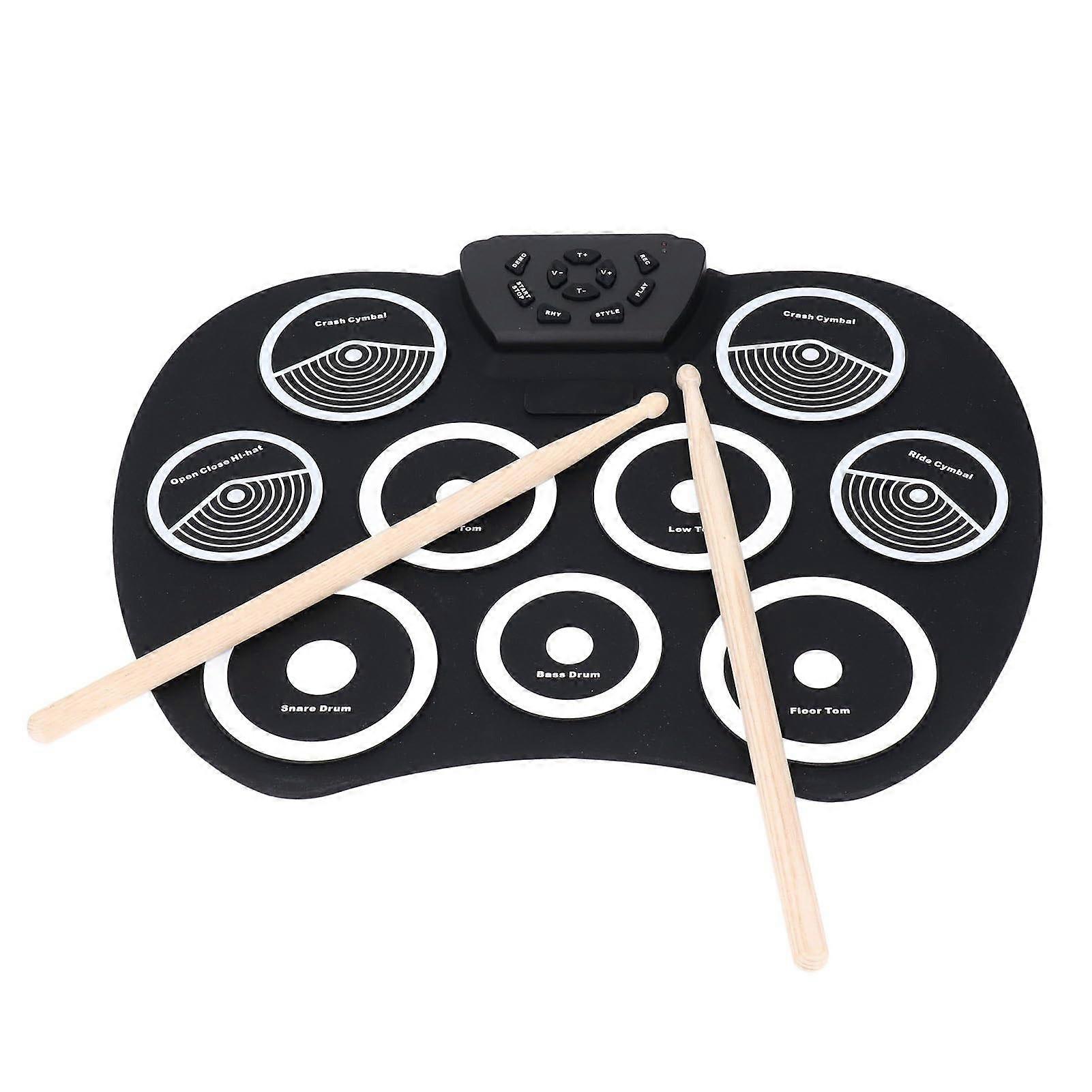 Electronic Drum Set with 9 Pads, Noise Reduction Silicone, GameCompatible, Includes Drumsticks